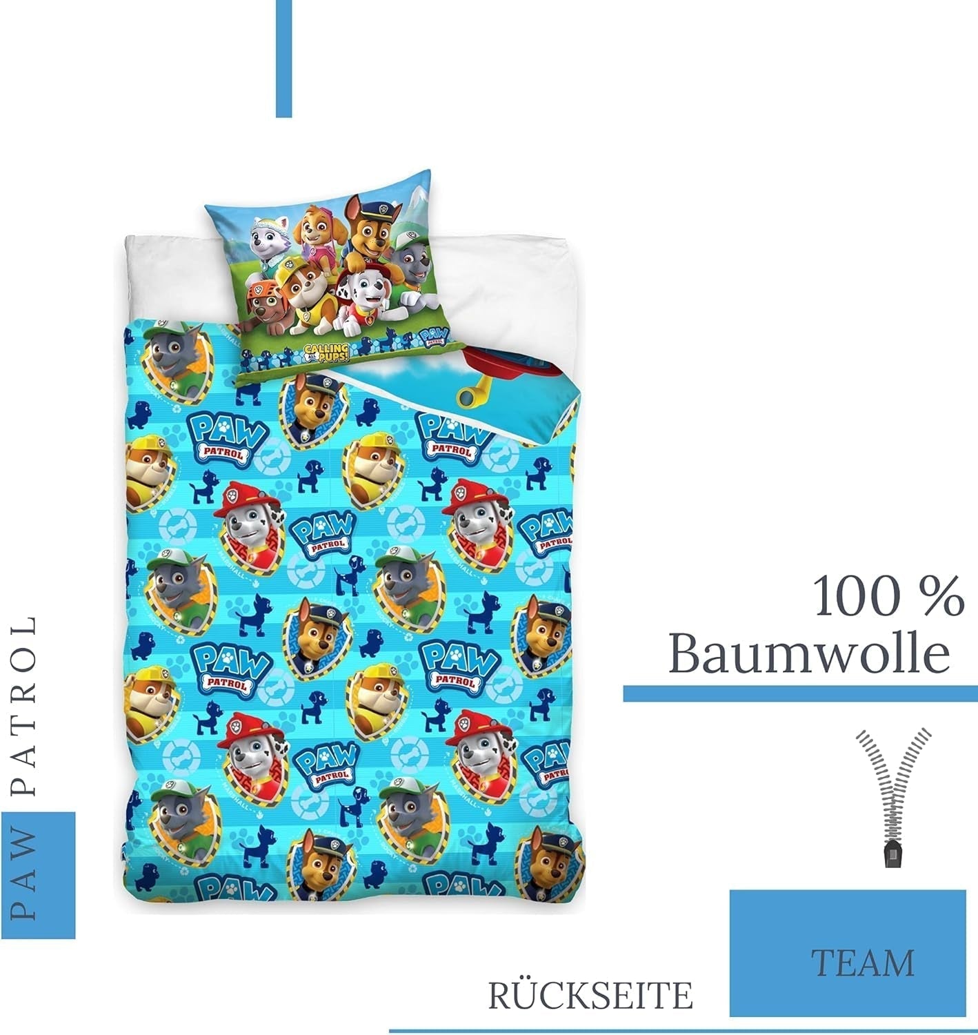 Funda De Almohada 100X135 40X60 · Compatible Con Paw Patrol Baby Kinderbettwäsche Para Mujeres Y Jóvenes · 2 Teilig · 1 Bebezug 40X60 + 1 Bettbezug 100X135 Cm Naty Shop