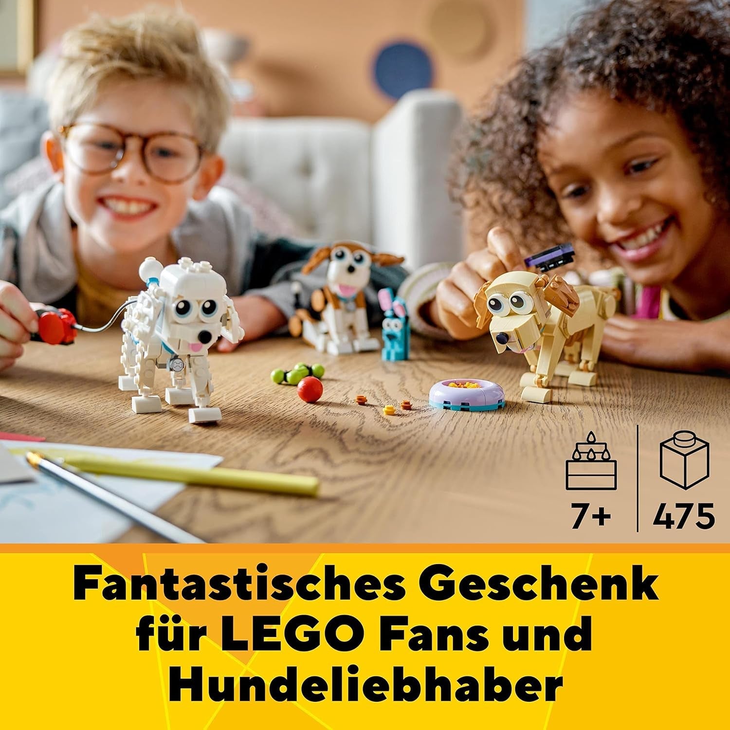 LEGO 31137 Creator Lindo Set de Perros 3 en 1 con Figuras de Animales: Salchicha, Pug, Caniche y más, Juguete para Niños a partir de 7 años, Regalo para los Amantes de los Perros Juegos de Construcción Besuche den LEGO-Store