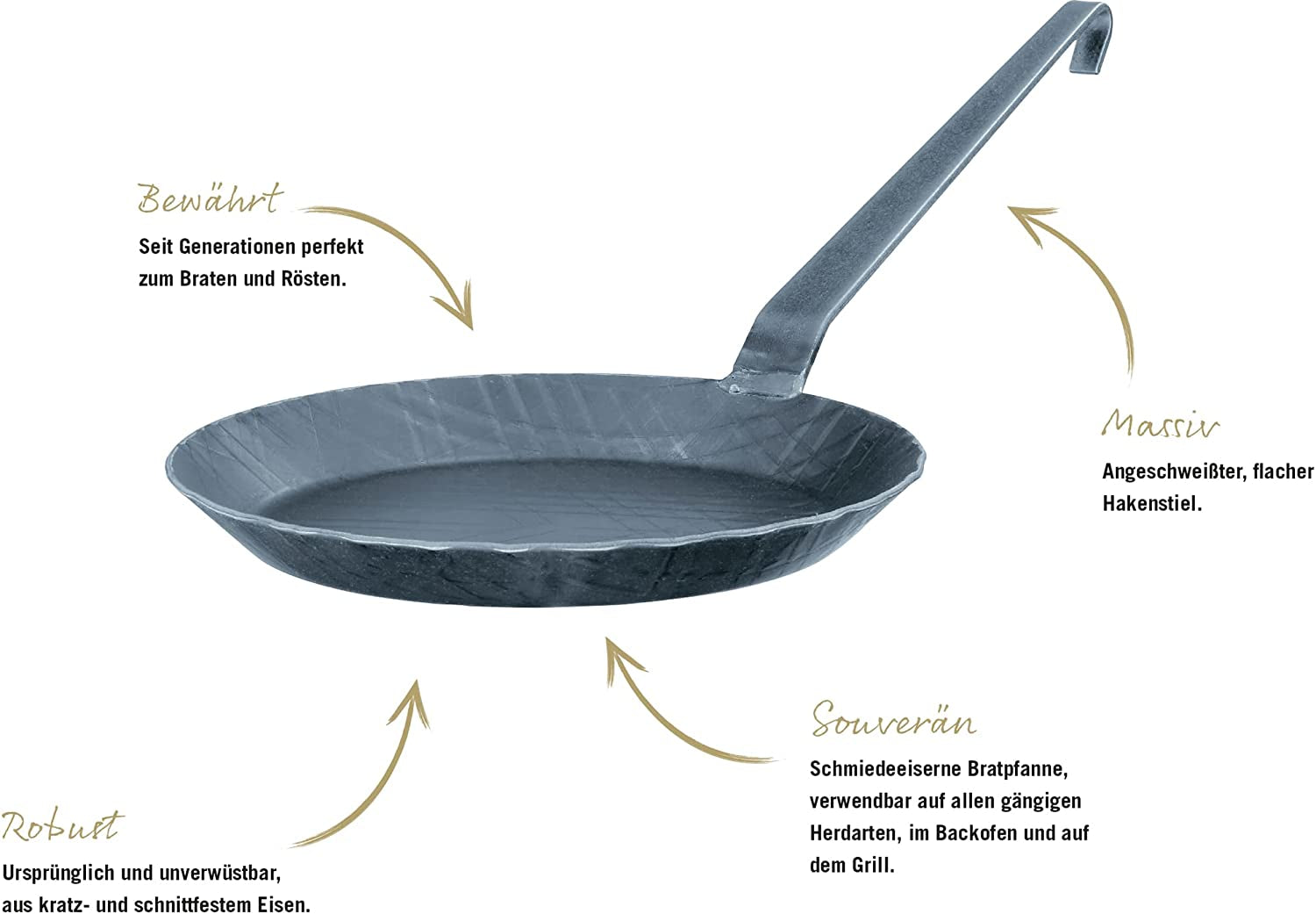 RÖSLE Sartén de Hierro Forjado Serie 1888, Alta Calidad, Borde Alto para Patatas Fritas Crujientes y Carne Asada Rápidamente, Apta para Grill y Ollas y Sartenes de Inducción Naty Shop