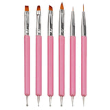 6 Stück Doppel-Ende Nagel Pinsel, Nageldesign Pinsel, Doppel-Ende Nail Art Pinsel Kit Professionelle Maniküre Werkzeuge Kit (Negro)
