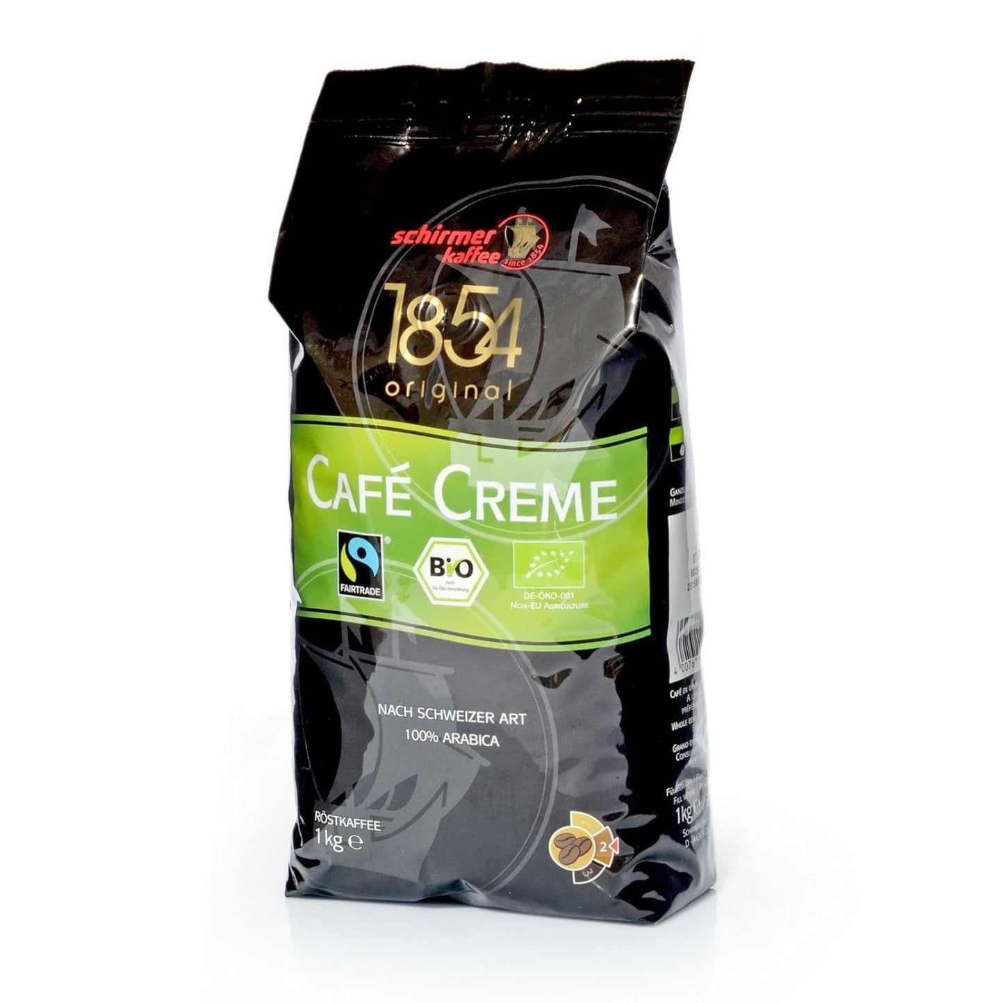 Fairtrade Cafe Creme Coffee, grano entero, granos de café, paquete de 8, 8 x 1000 g