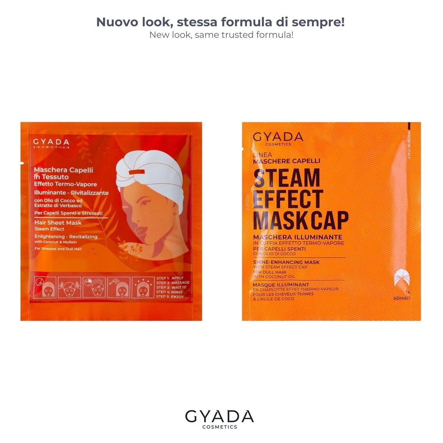 GYADA COSMETICS, mascarilla capilar a base de material ligero y revitalizante, aporta brillo y suavidad, efecto nutritivo y reparador, con gorro térmico, a base de aceite de coco y aguacate, mascarilla capilar Naty Shop 60 ml