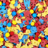 Günthart, 8 figuritas de azúcar para el inicio del cole y letras, 115 gramos Sprinkles Naty Shop