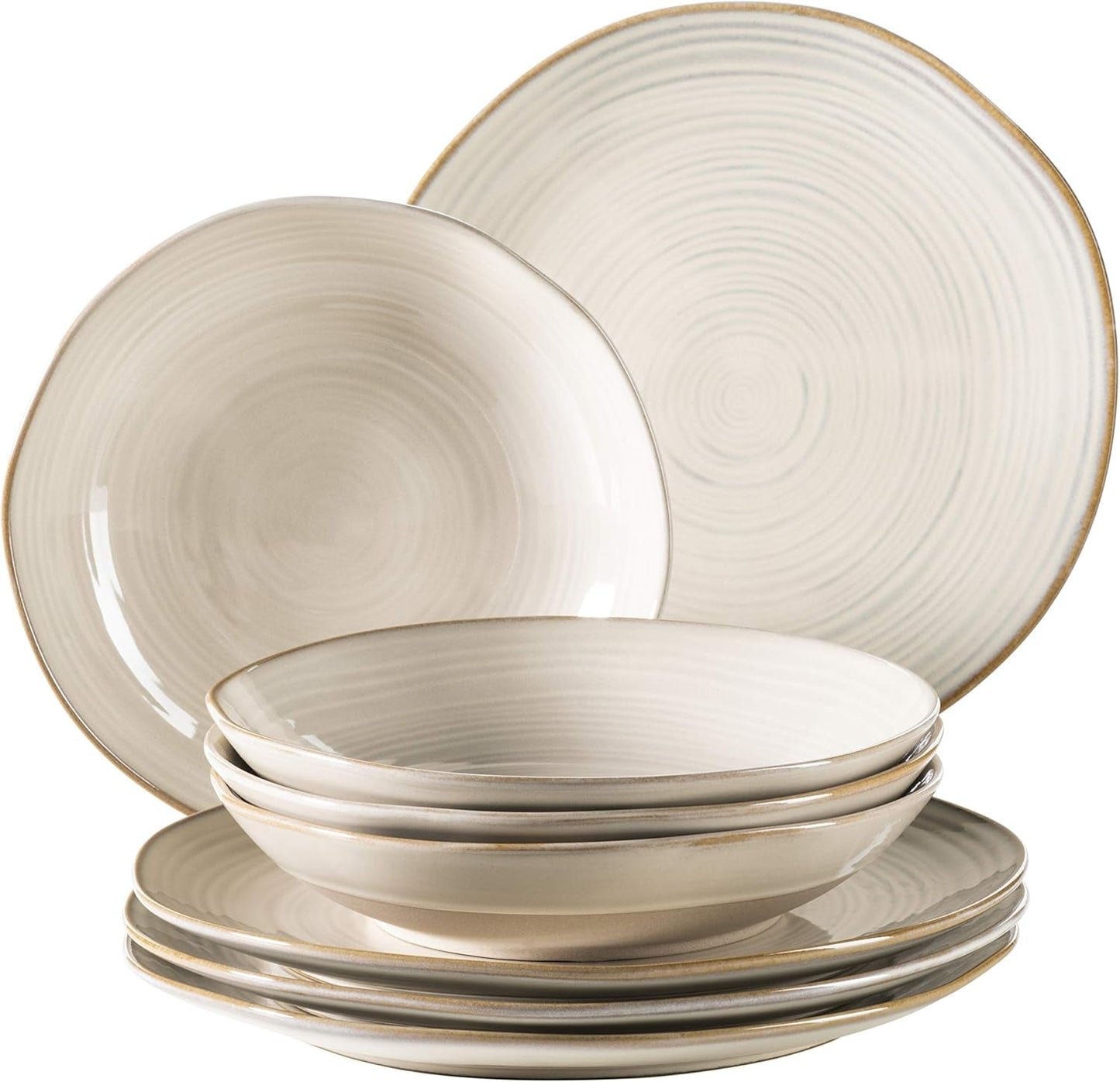 MÄSER 931371 Nottingham Vintage Series Vajilla para 4 personas, vajilla de 8 piezas, platos llanos y platos llanos, aspecto retro, redondo irregular, gres, beige