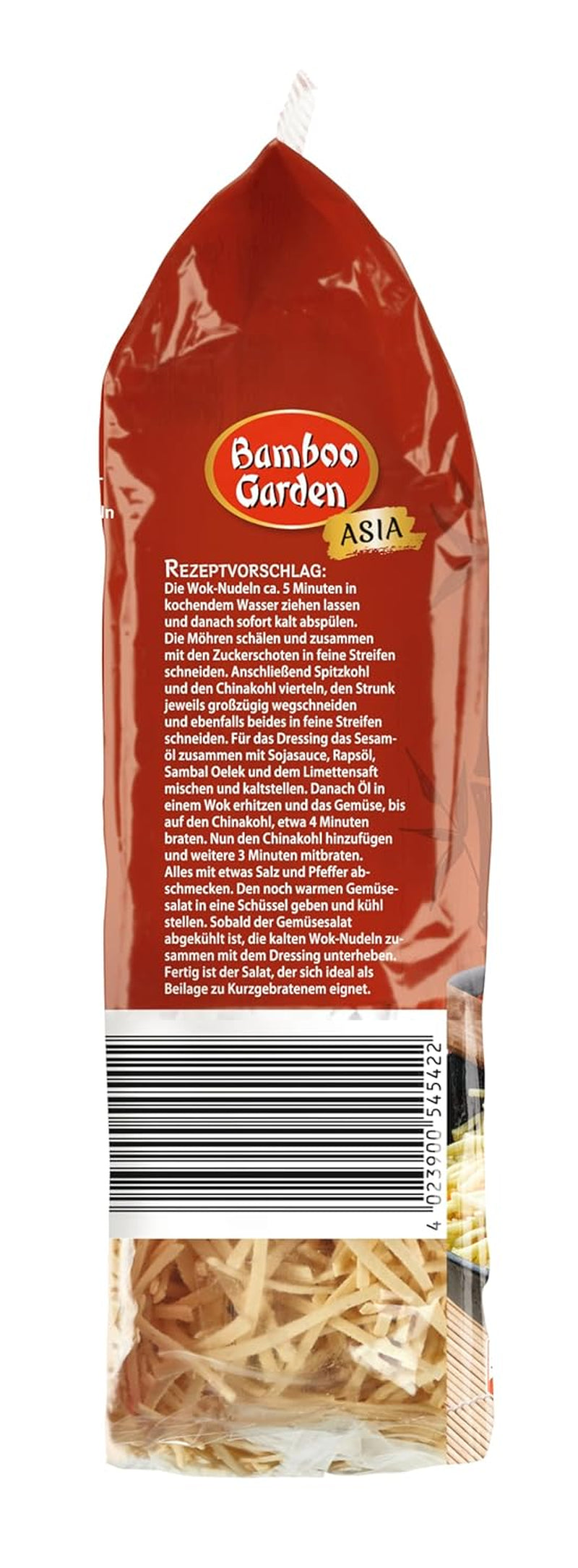 Jardín de Bambú - Fideos Wok | Fideos instantáneos con huevo | Mezclar, no requiere precocción | Para platos asiáticos al wok | 250 gramos en una bolsa