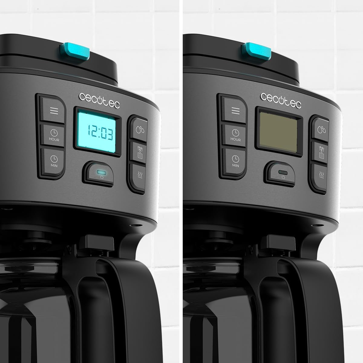 Cecotec Coffee 66 Grind & Drop Essential cafetera de goteo. 1086 W, Molinillo de Cuchillas, Hasta 12 Tazas, Tecnología Extreme Aroma, Digital, Acero Inoxidable, Apagado Automático.
