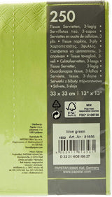 250 servilletas, 3 capas, pliegue 1/4, 33 cm x 33 cm, verde manzana (paquete de 2)