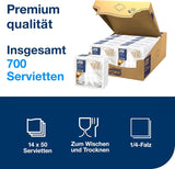 Servilletas de mesa Tork Linstyle blancas, pliegue 1/4, 19,5 × 19,5 cm, 14 servilletas ø50, 509410