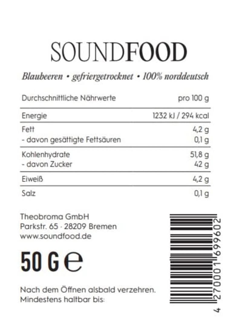 Arándanos liofilizados enteros de Alemania Cosecha 2023, 50 gramos Productos deshidratados Naty Shop