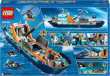 LEGO City Barco de investigación ártico, gran barco flotante de juguete con helicóptero, barco inflable, submarino Rov, naufragio vikingo, 7 minifiguras y figura de orca, regalo para niños a partir de 7 años 60368 Juegos de construcción Besuche den LEGO-Store