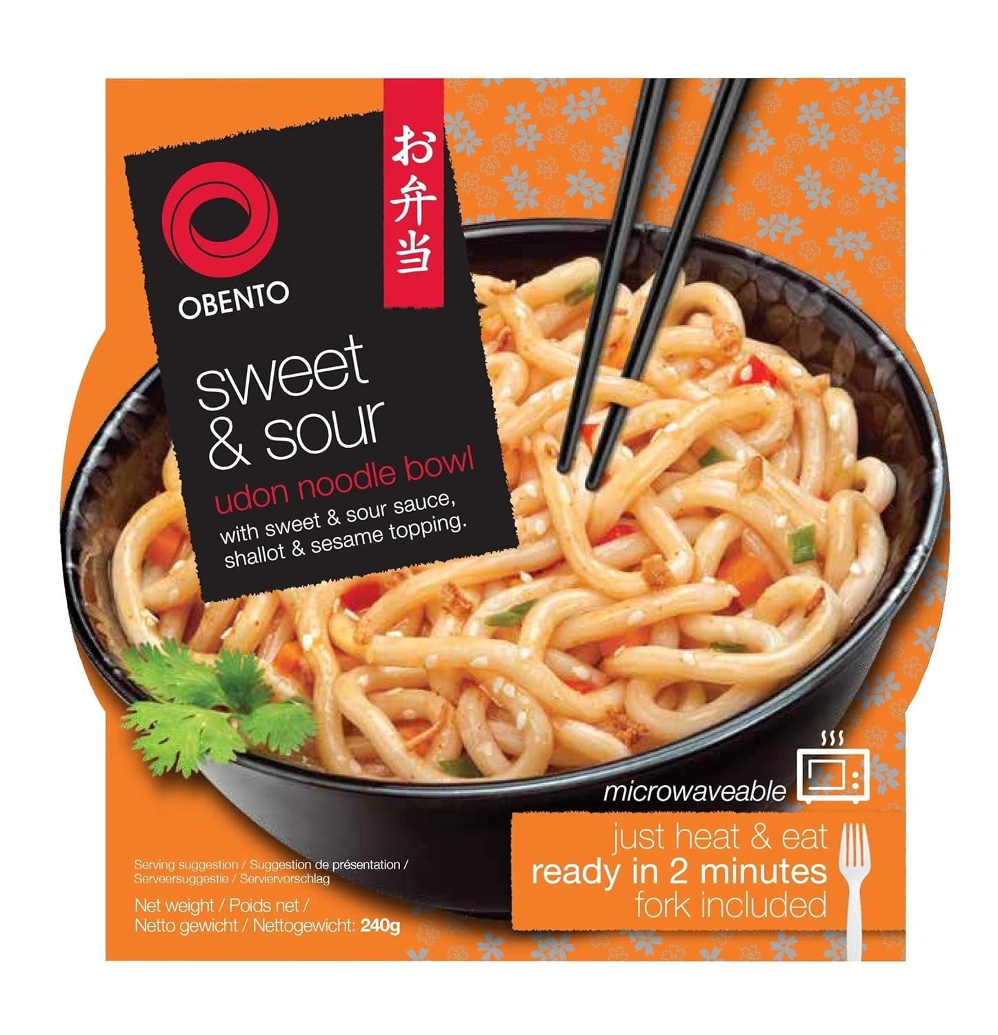 Tazón de udon agridulce, comida preparada para microondas, 240 g