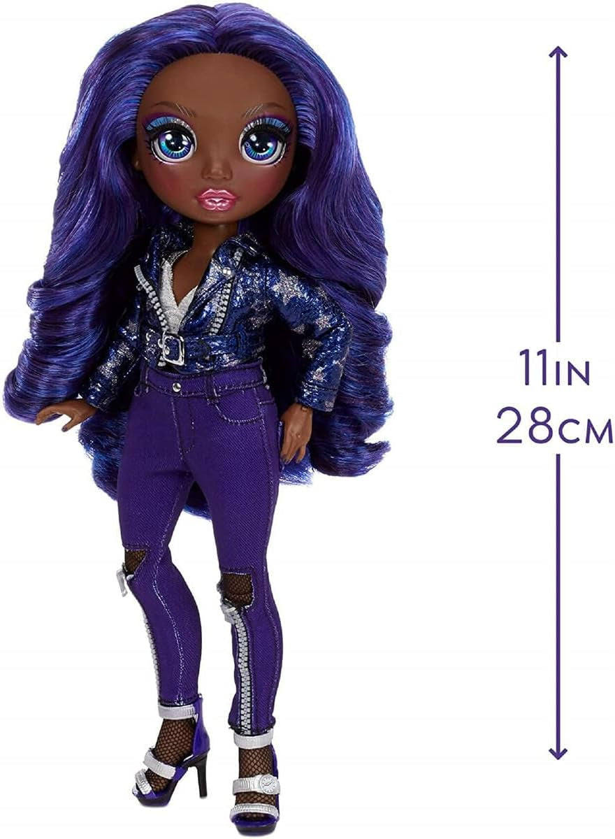 Muñeca Rainbow High Fashion - Kristal Bailey - Muñeca índigo con 2 trajes de lujo - Incluye accesorios y soporte para muñecas de la serie 2 - Gran regalo para niños y coleccionistas de 6 años en adelante