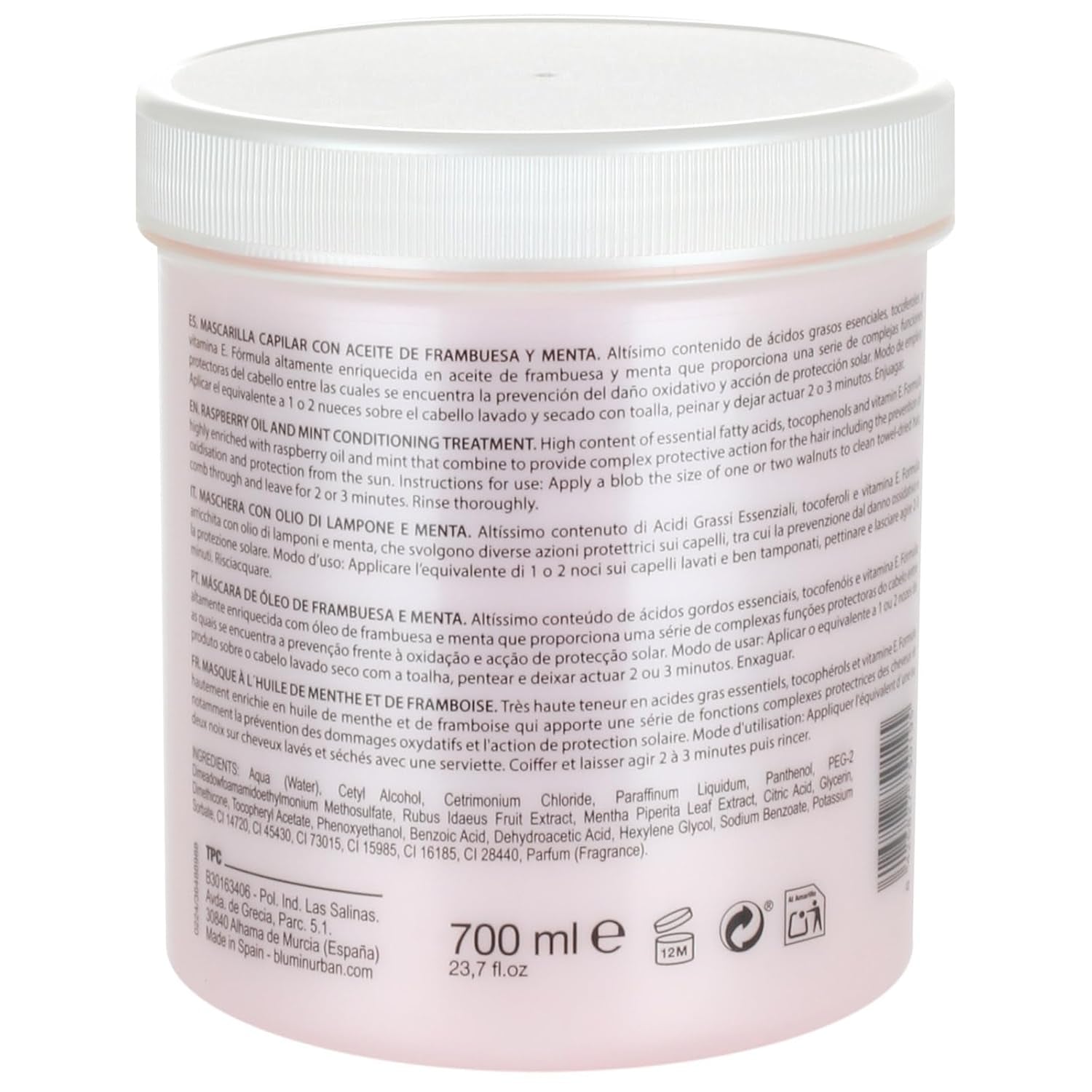 Mascarilla capilar con aceite de frambuesa y menta Urban, 700 ml Naty Shop mascarilla capilar