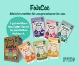 Paquete múltiple Green Petfood FairCat (6 x 85 g) | Adulto | Comida húmeda premium para gatos grandes 6 versiones diferentes Sorten im Multipack | getreidefrei | Katzenfutter nas | paquete de 6