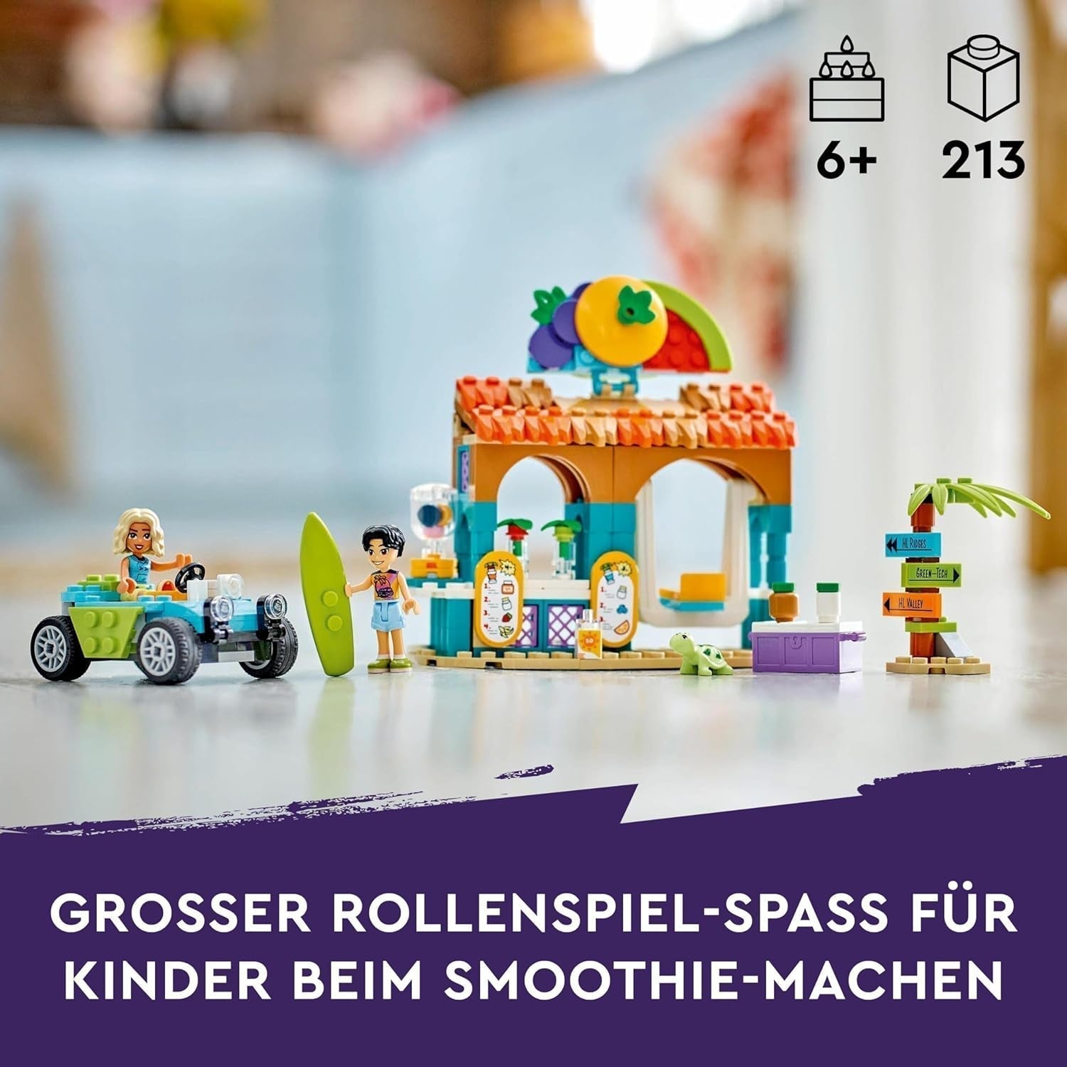 LEGO Friends Puesto de batidos en la playa Juego de rol Idea de regalo para niñas y niños de 6 años con figuras de juego Tortuga y accesorios Juguete de desarrollo social 42625 Juegos de construcción Besuche de LEGO-Store