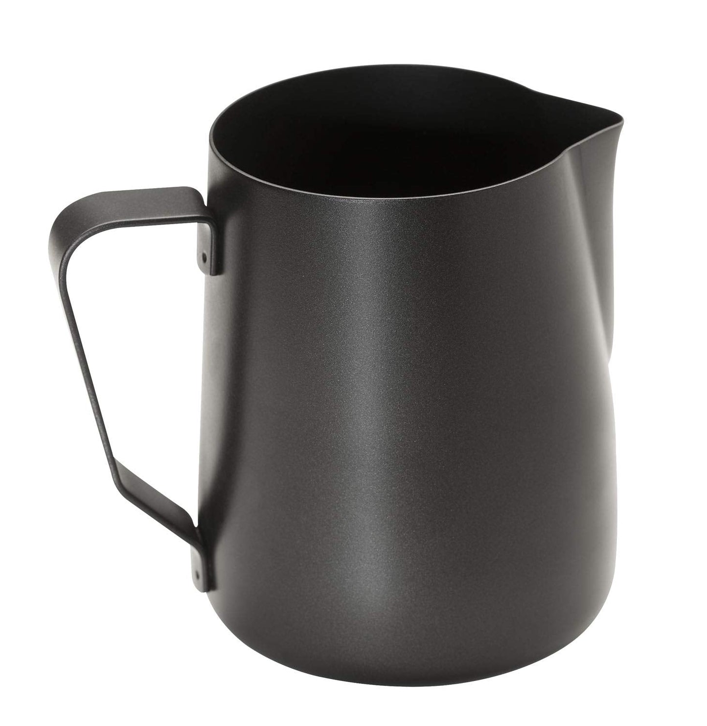 APS Jarra de leche - Jarra de leche de alta calidad con revestimiento antiadherente, de acero inoxidable - Perfecta para espumar leche - Jarra universal, negra, 600 ml