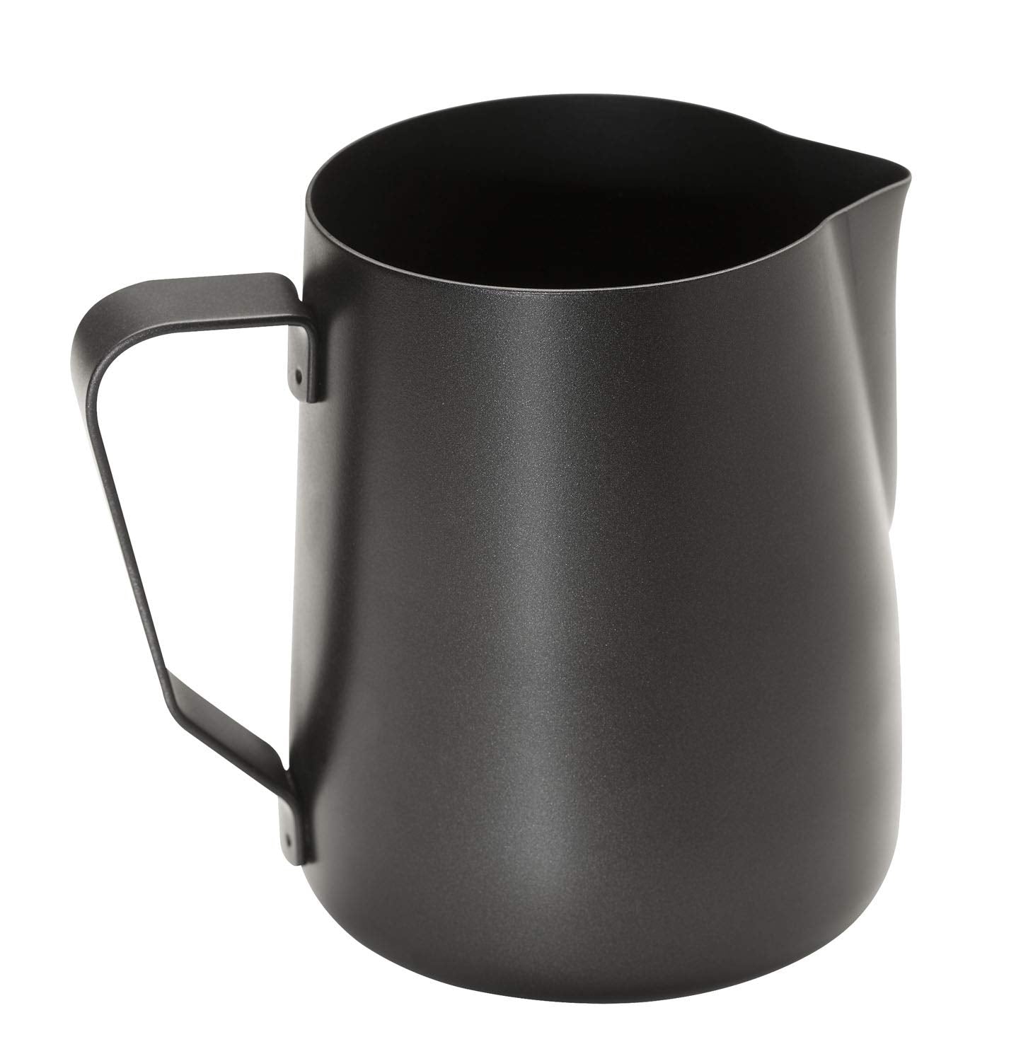 APS Jarra de leche - Jarra de leche de alta calidad con revestimiento antiadherente, de acero inoxidable - Perfecta para espumar leche - Jarra universal, negra, 600 ml