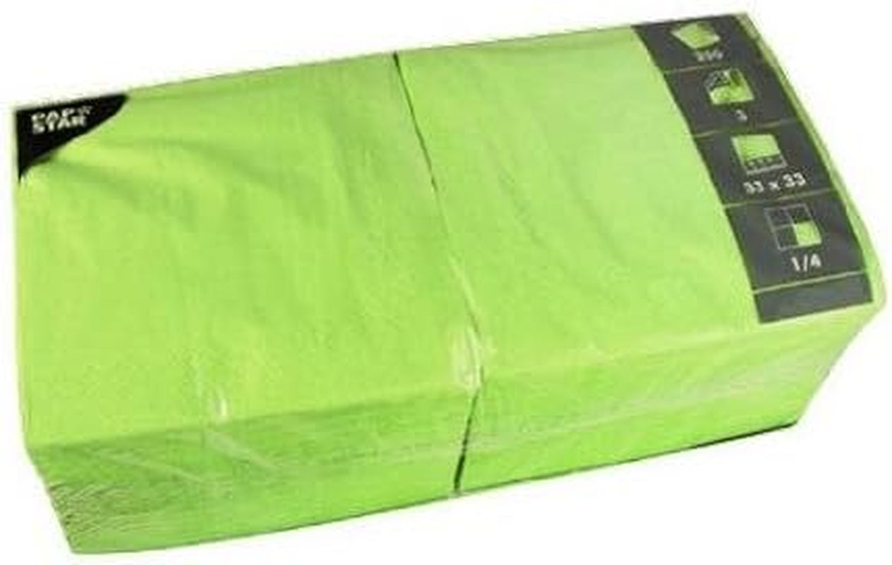 250 servilletas de 3 capas, pliegue 1/4, 33 cm x 33 cm, verde manzana