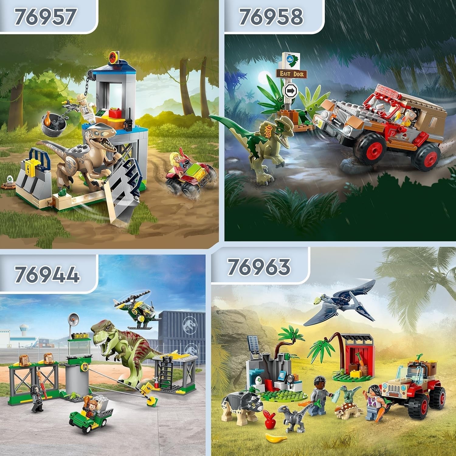 LEGO Jurassic World Centro de rescate para bebés dinosaurios, set con pequeñas figuras de dinosaurios, incluidos Triceratops, Ankylosaurus y Velociraptor, regalo de construcción para niños y niñas a partir de 4 años 76963 Juegos de construcción Besuche den LEGO-Store