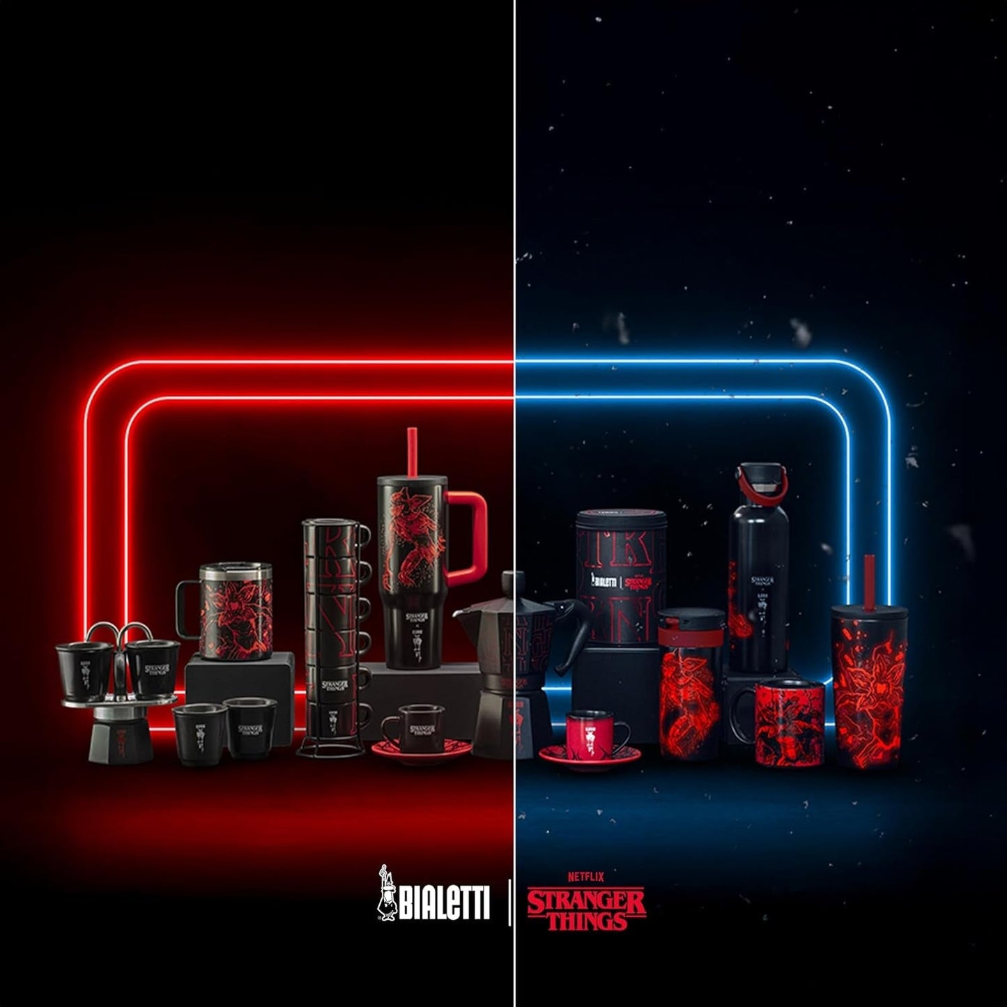 Bialetti Moka Express Stranger Things Cafetera de 6 tazas, botón musical con función de carga USB-C, no apta para placas de inducción, 6 tazas (270 ml), negra