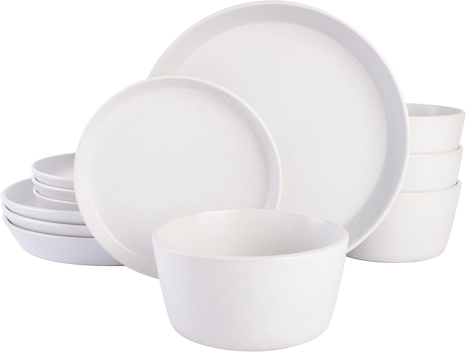 Vajilla Sofia Coupe, servicio para 4 personas (12 piezas), blanca con lunares