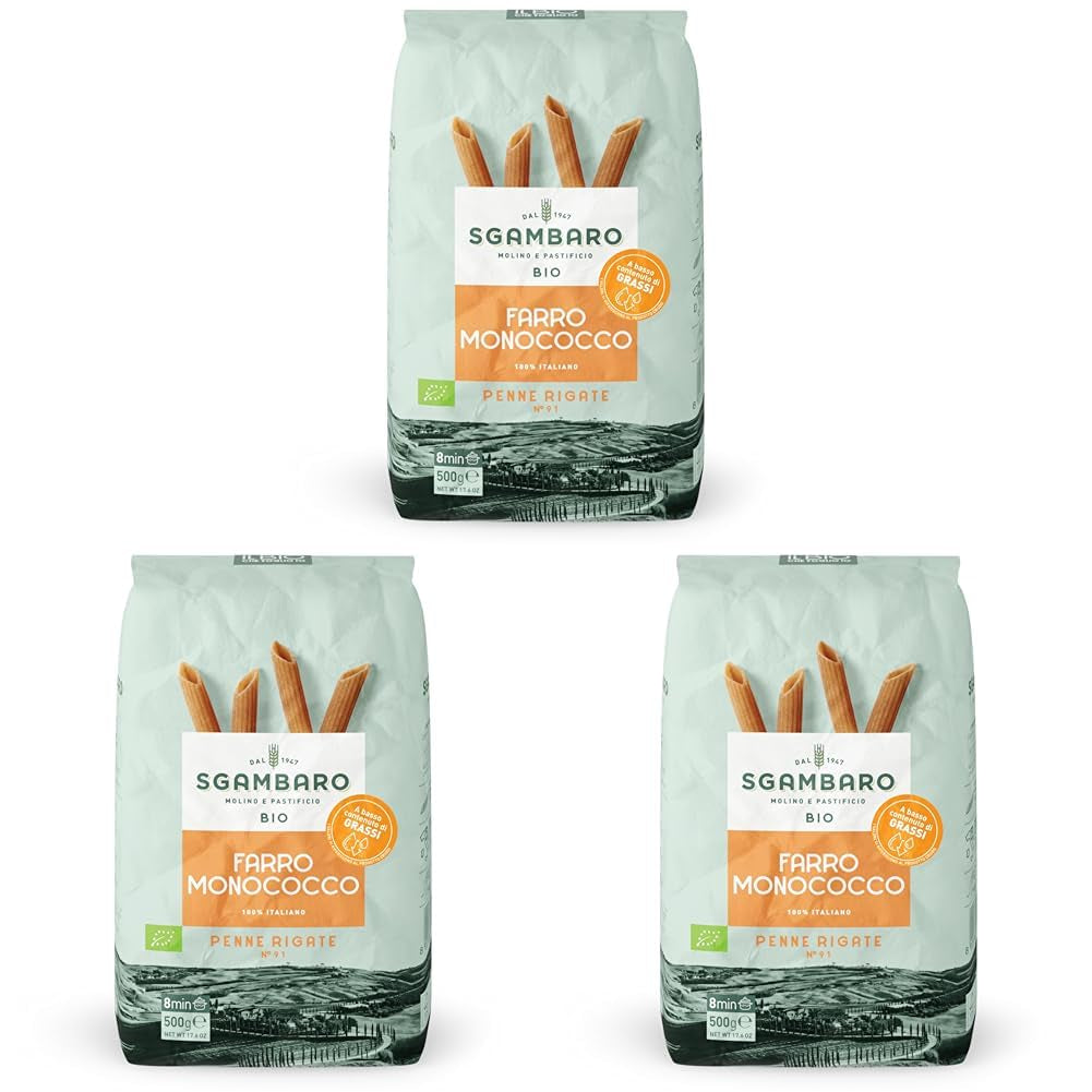 Pasta Penne Rigate Bio N.91 - 500g Pasta de trigo baja en grasa - Fuente de fibra y proteínas