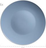 MÄSER 931844 Elissa Series Vajilla moderna para 6 personas, azul con borde blanco, juego combinado de 24 piezas, cerámica