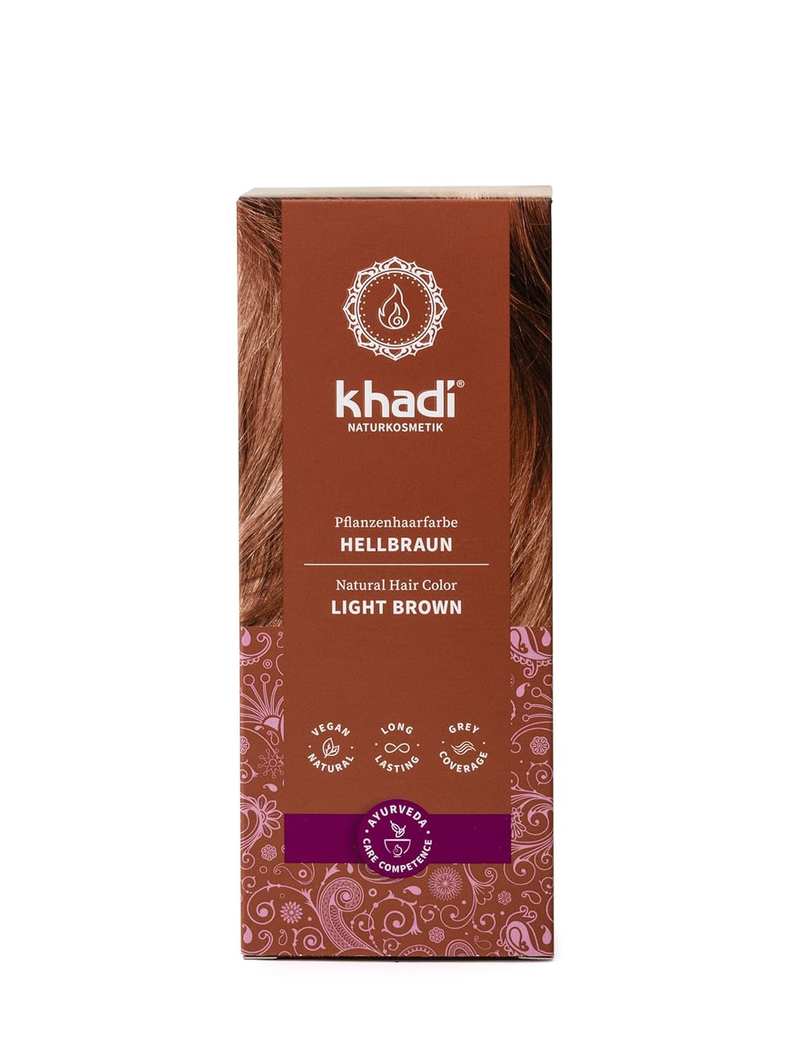 khadi GOLDBRAUN Color de cabello a base de hierbas Color de cabello de ámbar brillante a marrón dorado suave y brillante Color de cabello a base de hierbas 100% natural Cosméticos naturales certificados naturales y veganos 100 g Naty Shop Tinte para el cabello Marrón claro 100 G (1 paquete) Individual