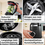 Batidora de pie Vitapower Serie 6 MMBD665B1, 45.000 U/Min, 6 programas Inkl Heiße Suppe & Reinigung, 2 L Mixbehälter, Stopfer, Spülmaschinenfeste Teile, Made in Europe, 1800W, Schwarz Kitchen Naty Shop