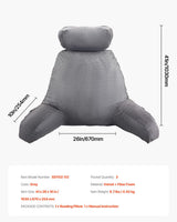 VEVOR Almohada de lectura, almohada de cama (grande) con reposacabezas desmontable, almohada trasera de 3 bolsillos y tela de terciopelo corta lavable y espuma viscoelástica triturada, lateral con asa, para ver televisión, leer, jugar