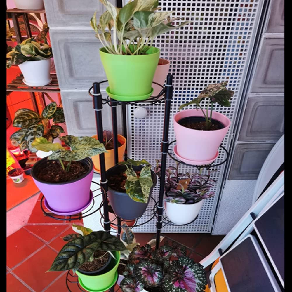 Macetas Grandes de Plástico de 20 Cm con Platillos, Macetas Blancas con Riego Automático con Platillos, Macetas de Plántulas de Plástico, Macetas Engrosadas para Plantar en Interiores y Exteriores (6 Piezas)