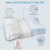 Royalisneeo Almohada de belleza para dolores de espalda, estómago y costados Almohada para el dolor de cuello y hombros Almohada de espuma viscoelástica antiarrugas y antienvejecimiento Azul (estándar) Almohadas ortopédicas cervicales Naty Shop