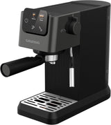 Cafetera espresso con portafiltro GRUNDIG KSM 5330 con depósito de leche integrado, potencia 1628 W, presión de bomba 15 bar, doble boquilla, pantalla táctil a color, BrewSense, CreamyPro, Acero inoxidable oscuro/Negro