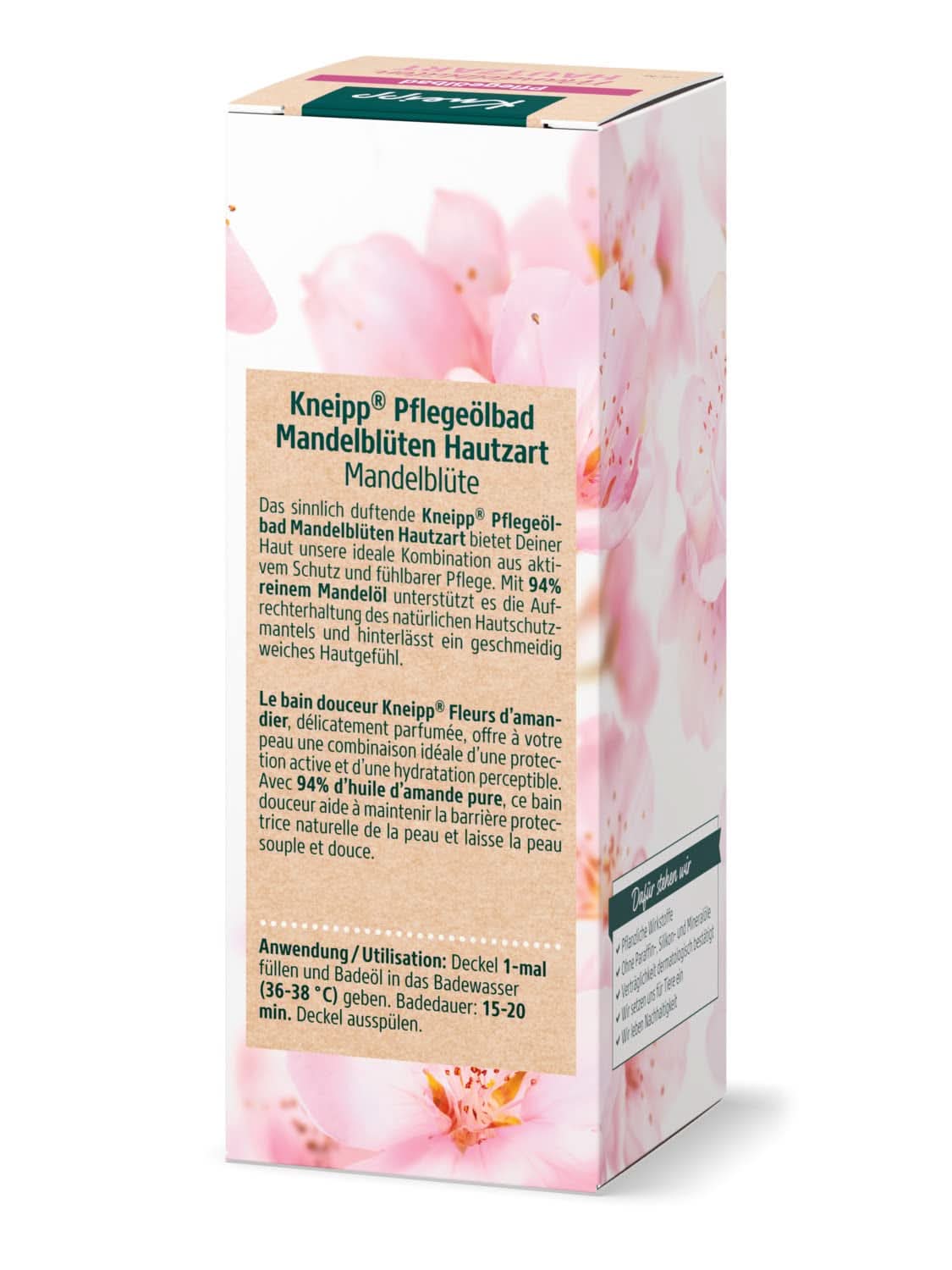 Kneipp, aceite de baño, con 94% de aceite puro de almendras, para pieles secas y sensibles - 100 ml Ducha y baño Naty Shop