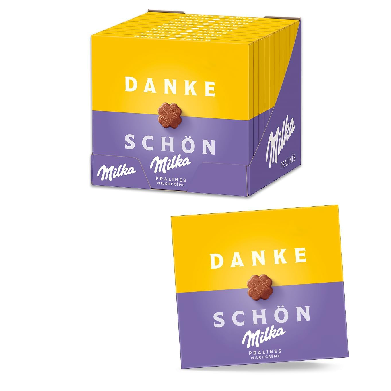 Praliné Milka Felicitaciones – Chocolate con leche alpino con relleno de fina crema de leche – 10 x 110 g
