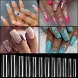 240 uñas artificiales transparentes, puntas de uñas postizas, uñas largas de cobertura completa, puntas de uñas de bailarina, puntas de uñas francesas de cobertura completa para manicura