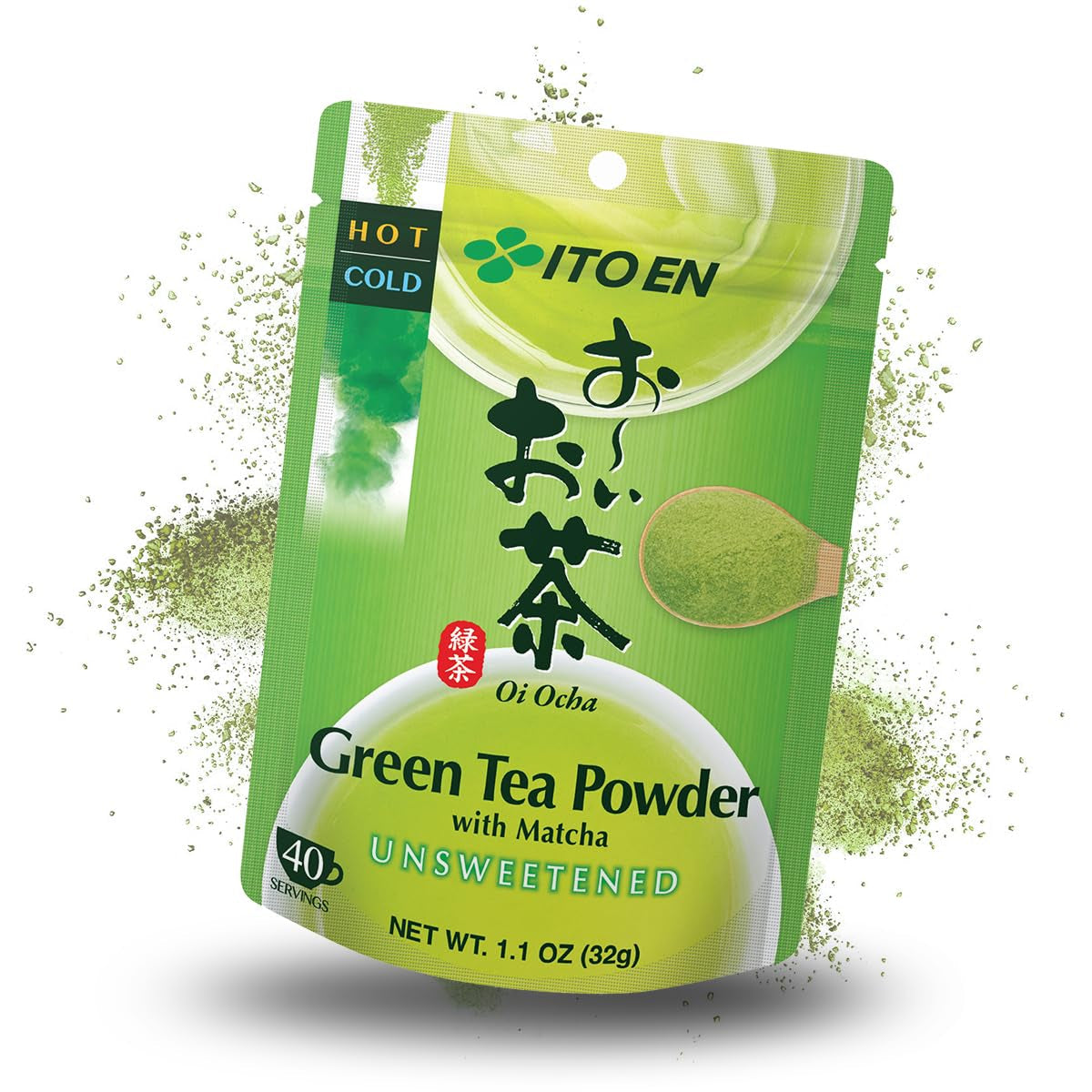 ITO ES Oi Ocha Té verde instantáneo en polvo con matcha - Té verde matcha sin azúcar de Japón - 1 x 32 g