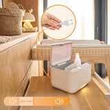 Lionelo BABYBLISS 20W Calentador para toallitas húmedas y toallas pequeñas, 20W para bebés, luz nocturna incorporada, 3 configuraciones de calor, panel táctil, mantiene las toallitas húmedas