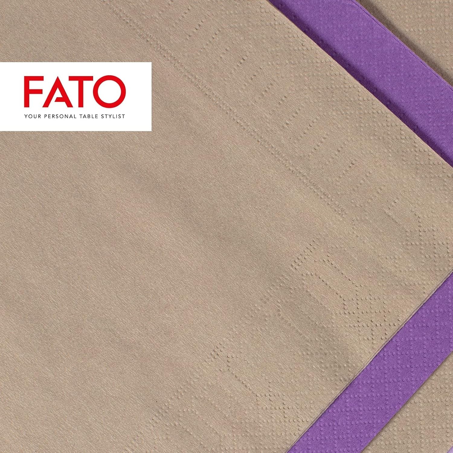 , Servilletas de papel desechables, Ideales para aperitivos y cócteles, Paquete de 100 servilletas, Tamaño 24X24 plegadas en 4, 2 capas, Color Tórtola, Papel 100% pura celulosa, Certificado Fsc