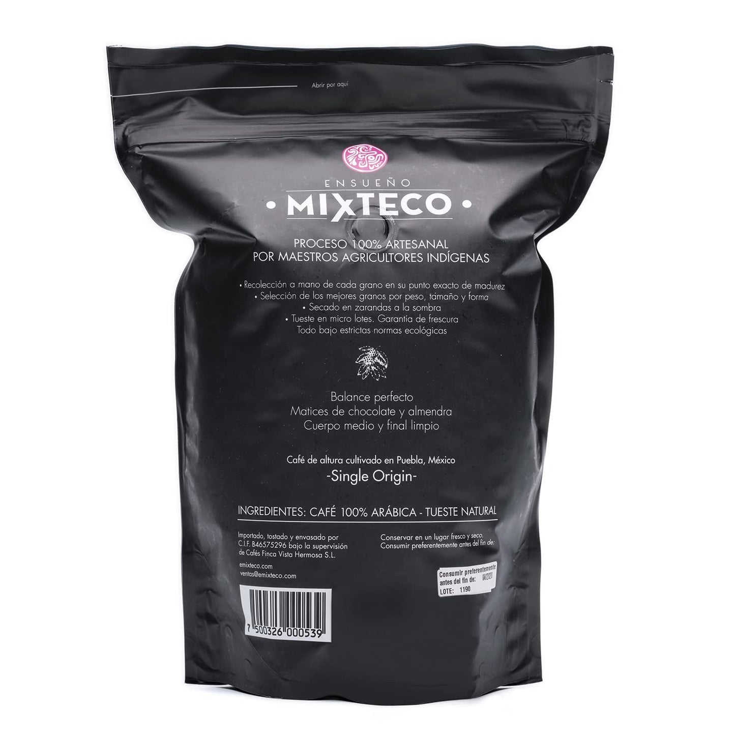 Granos de café arábica tostados | 500 g con toques de cacao y almendras | De un tostador de café tradicional | sabor delicado