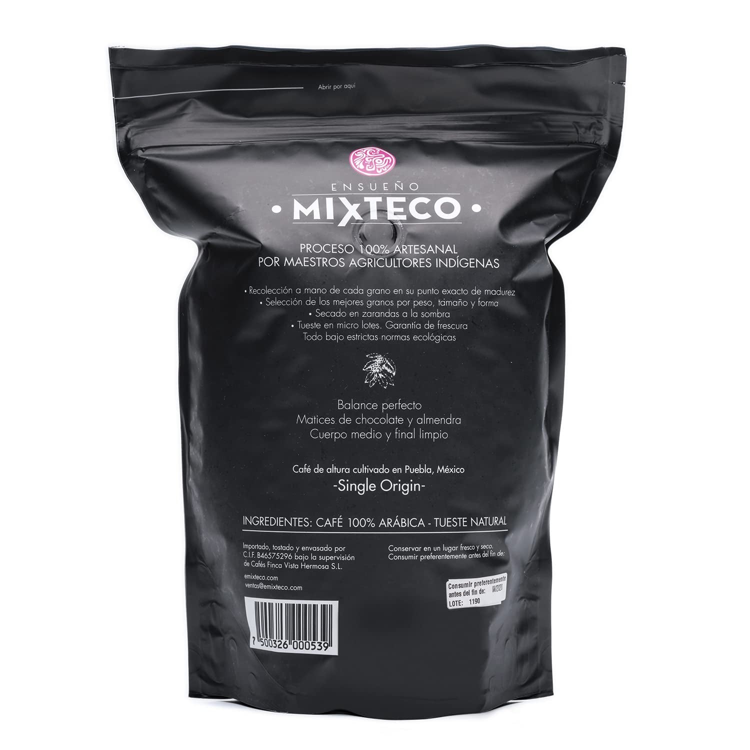 Granos de café arábica tostados | 500 g con toques de cacao y almendras | De un tostador de café tradicional | sabor delicado