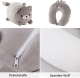 Almohada para el cuello 2 en 1, almohada para el cuello en forma de U, almohada para el reposacabezas, almohada para el cuello, soporte para el cuello, almohada para el cuello, deformación para animales de peluche para acampar, senderismo, coche, avión, almohadas ortopédicas cervicales Naty Shop