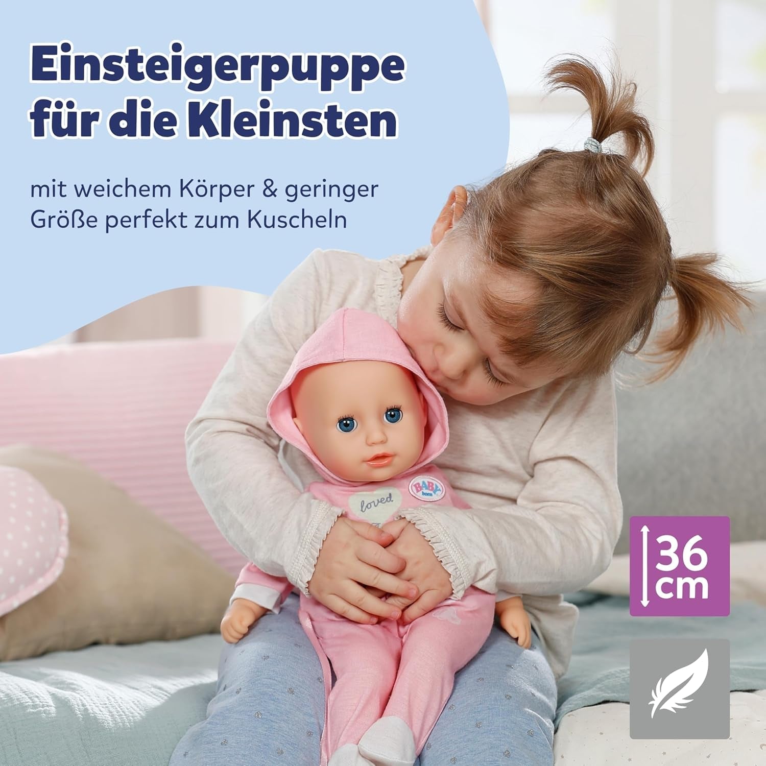 BABY Born Hannah Play with Me - Muñeca bebé con 5 funciones - Cuerpo de material blando incluidos accesorios - Muñeca de 36 cm - Funciona con pilas - Apto para niños a partir de 1 año