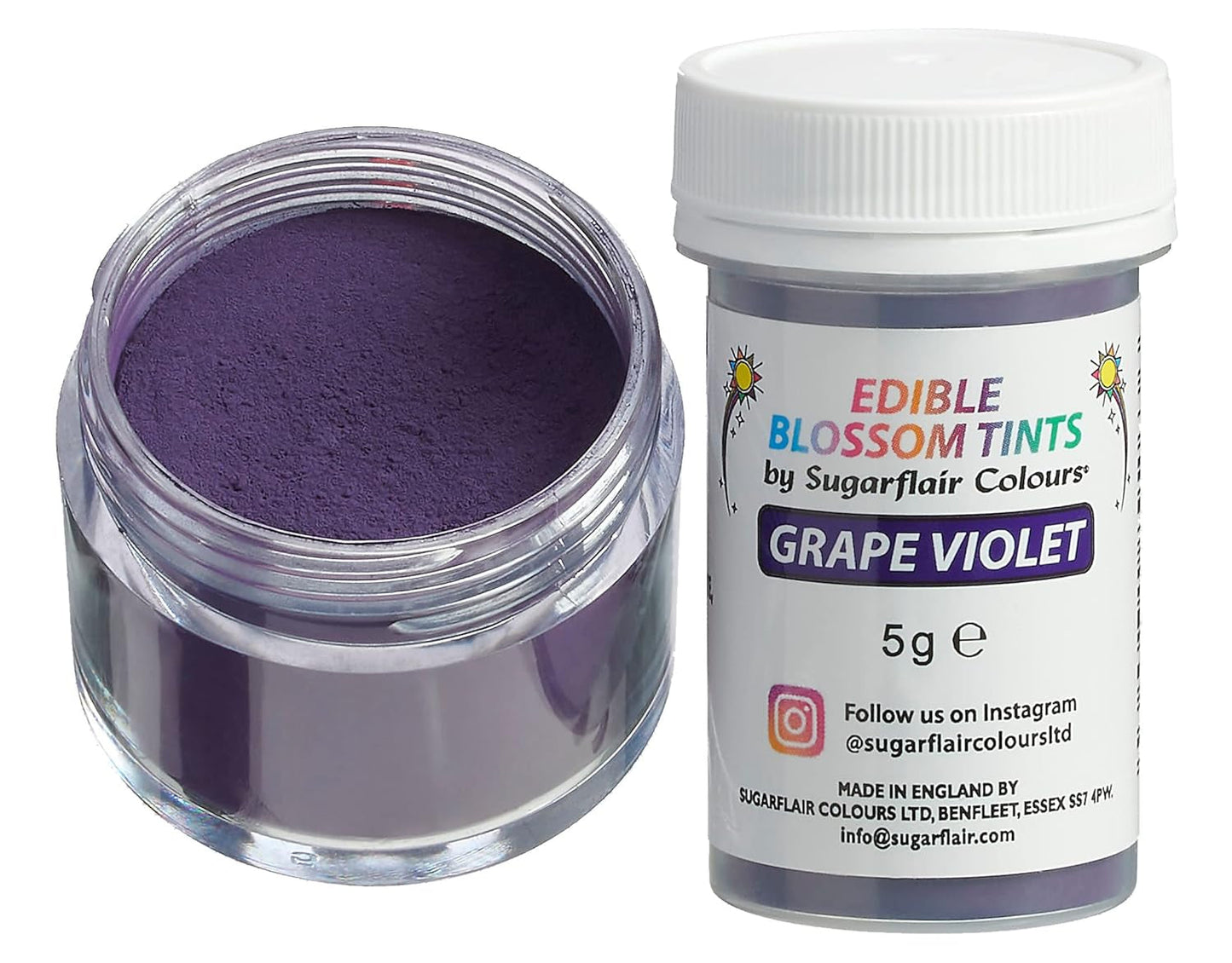 Sugarflair Blossom Tint Dust Uva Violeta Colorante Alimentario en Polvo - Colorante alimentario en polvo para decoración de pasteles, fondant, glaseado, chocolate, crema de mantequilla, macarrones y más - 5G