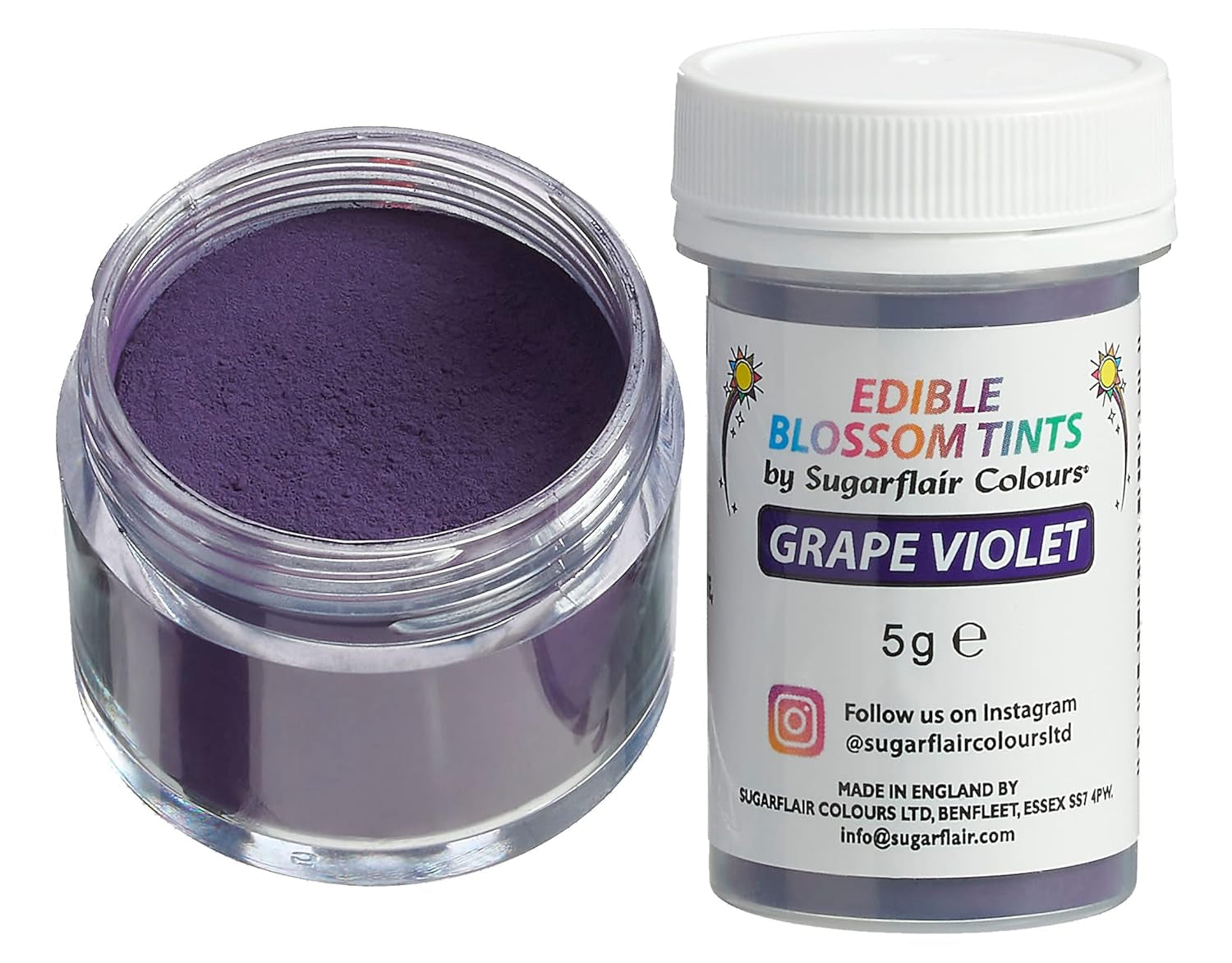 Sugarflair Blossom Tint Dust Uva Violeta Colorante Alimentario en Polvo - Colorante alimentario en polvo para decoración de pasteles, fondant, glaseado, chocolate, crema de mantequilla, macarrones y más - 5G