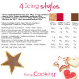 Scrapcooking - Rotuladores de 4 piezas: dorado, chocolate, blanco y rojo - Bolígrafos decorativos comestibles para escribir y dibujar en postres, pasteles y galletas
