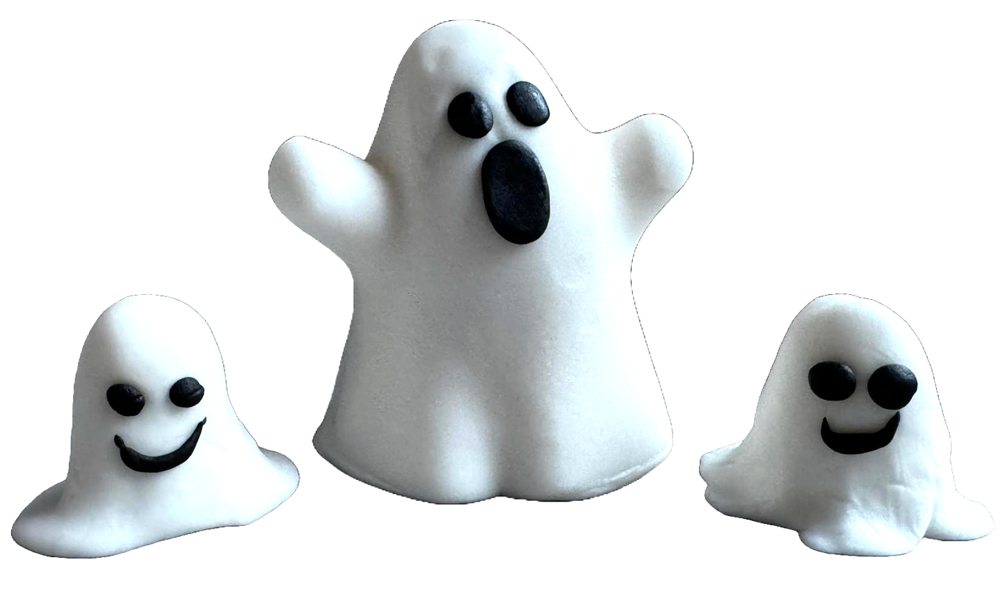 Set de 3 decoraciones comestibles de pasta de azúcar, Halloween, Decoraciones de pasta de azúcar de la familia fantasma Naty Shop
