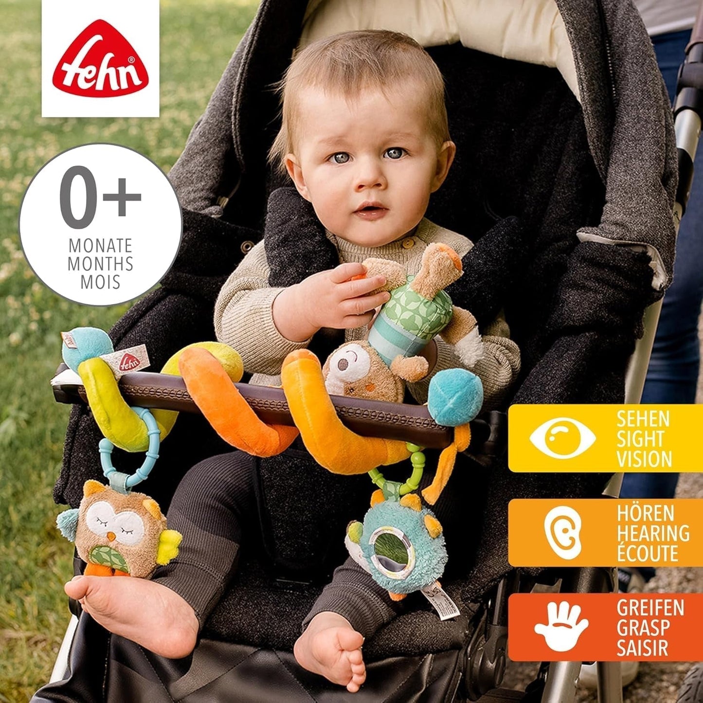 Fehn Activity Spiral Sleeping Forest - juguete para cochecito con tacto y sujeción - juguete para cuna, parque, cochecito y silla de coche - juguete de actividad motora para bebés y niños pequeños a partir de 0 meses Baby Toys Naty Shop