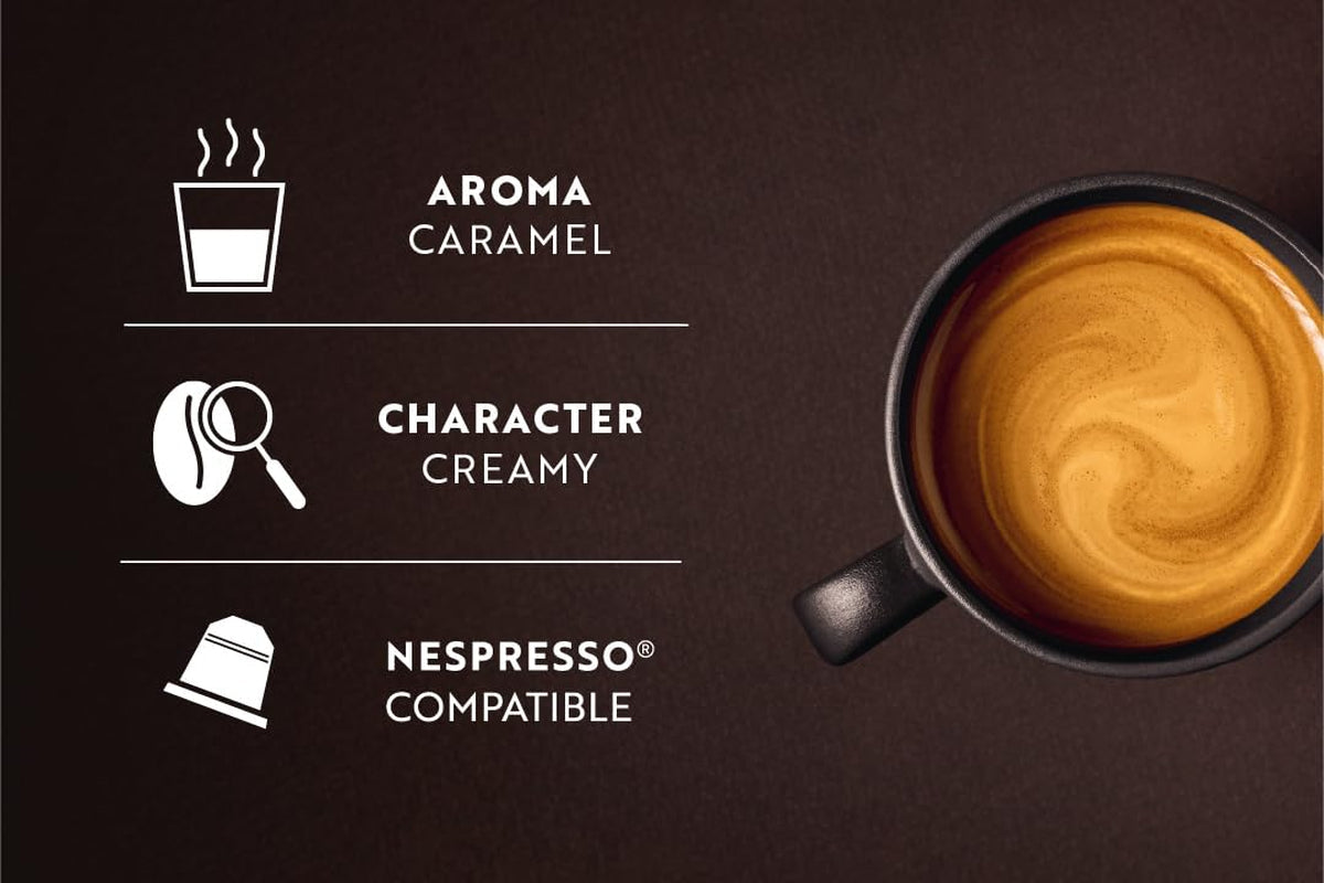 Café Royal con sabor a caramelo – Café compatible con Nespresso®, cremoso, helle Röstung, 100 % Arábica, Rainforest Alliance, 100 cápsulas