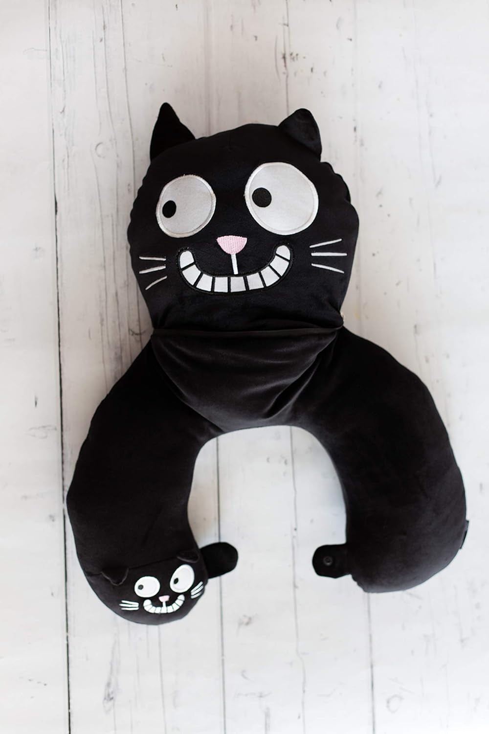 Almohada para el cuello de Moisés. Ed, el gato | Almohada 2 en 1 para cuello y cabeza para viajes | Almohada de viaje para gatos, 28 cm, Negro